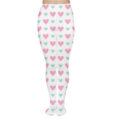 Pink Hearts One White Background Tights