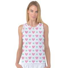 Pink Hearts One White Background Women s Basketball Tank Top by AnkouArts