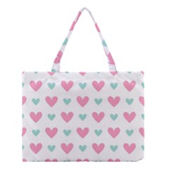 Pink Hearts One White Background Medium Tote Bag by AnkouArts