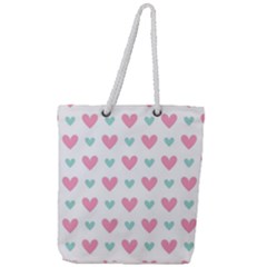 Pink Hearts One White Background Full Print Rope Handle Tote (large) by AnkouArts