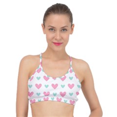 Pink Hearts One White Background Basic Training Sports Bra by AnkouArts