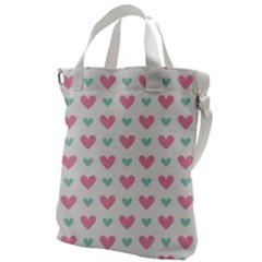 Pink Hearts One White Background Canvas Messenger Bag by AnkouArts