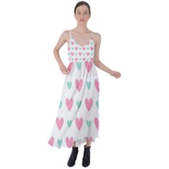 Pink Hearts One White Background Tie Back Maxi Dress by AnkouArts