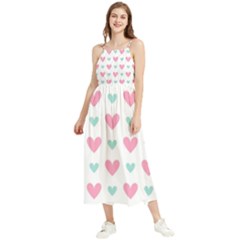 Pink Hearts One White Background Boho Sleeveless Summer Dress