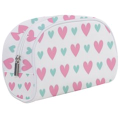 Pink Hearts One White Background Make Up Case (medium)