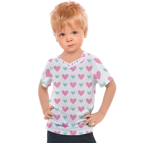 Pink Hearts One White Background Kids  Sports Tee by AnkouArts