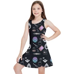 Small Witch Goth Pastel Print Kids  Lightweight Sleeveless Dress by NerdySparkleGoth