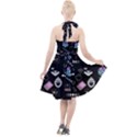 Small Witch Goth Pastel Print Halter Party Swing Dress  View2