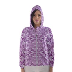 Purple Pattern Oval Women s Hooded Windbreaker