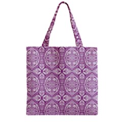 Purple Pattern Oval Zipper Grocery Tote Bag