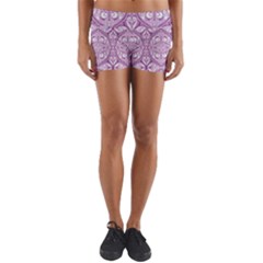 Purple Pattern Oval Yoga Shorts by AnkouArts