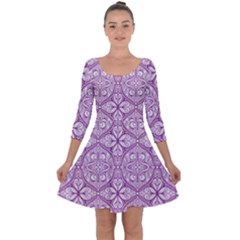 Purple Pattern Oval Quarter Sleeve Skater Dress by AnkouArts