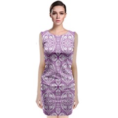 Purple Pattern Oval Sleeveless Velvet Midi Dress