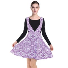 Purple Pattern Oval Plunge Pinafore Dress by AnkouArts