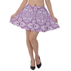 Purple Pattern Oval Velvet Skater Skirt