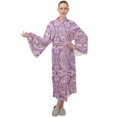 Purple Pattern Oval Maxi Velour Kimono by AnkouArts