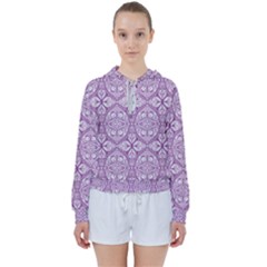 Purple Pattern Oval Women s Tie Up Sweat