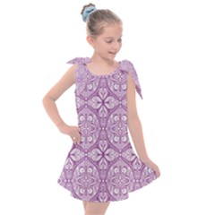 Purple Pattern Oval Kids  Tie Up Tunic Dress by AnkouArts