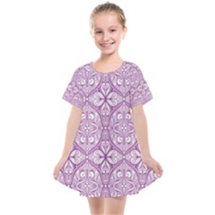 Purple Pattern Oval Kids  Smock Dress by AnkouArts