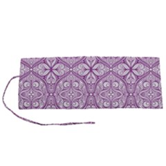 Purple Pattern Oval Roll Up Canvas Pencil Holder (s) by AnkouArts