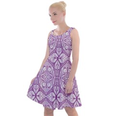 Purple Pattern Oval Knee Length Skater Dress by AnkouArts