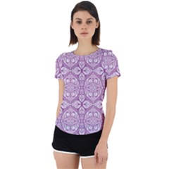 Purple Pattern Oval Back Cut Out Sport Tee by AnkouArts