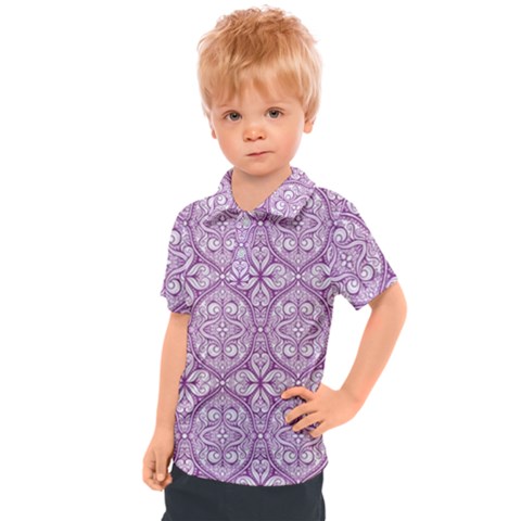 Purple Pattern Oval Kids  Polo Tee by AnkouArts