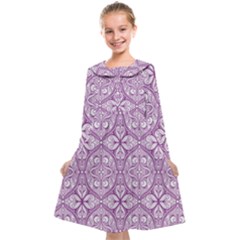 Purple Pattern Oval Kids  Midi Sailor Dress by AnkouArts