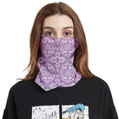 Purple Pattern Oval Face Covering Bandana (two Sides) by AnkouArts