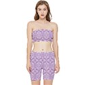 purple pattern Oval Stretch Shorts and Tube Top Set View1