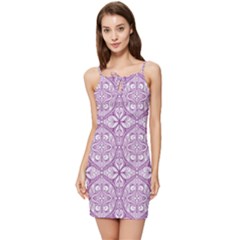 Purple Pattern Oval Summer Tie Front Dress by AnkouArts