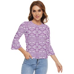 Purple Pattern Oval Bell Sleeve Top