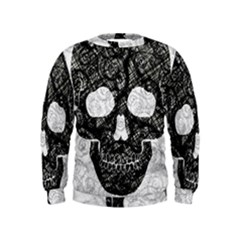 Black Skull On White Kids  Sweatshirt