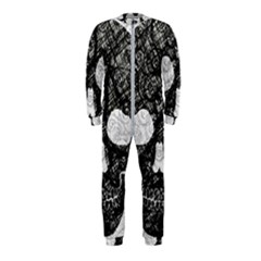 Black Skull On White Onepiece Jumpsuit (kids)