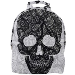 Black Skull On White Mini Full Print Backpack