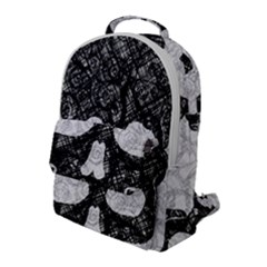 Black Skull On White Flap Pocket Backpack (large) by AnkouArts