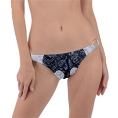 Black Skull On White Ring Detail Bikini Bottom