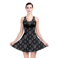 Funny Weird Monster Portrait Motif Pattern Reversible Skater Dress