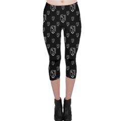 Funny Weird Monster Portrait Motif Pattern Capri Leggings 