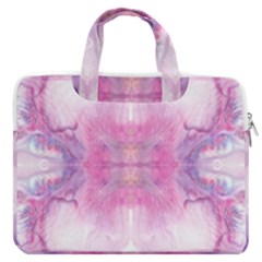 Pink Abstract Repeats Macbook Pro Double Pocket Laptop Bag by kaleidomarblingart