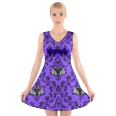 Friggin Bats Pattern V-neck Sleeveless Dress by NerdySparkleGoth