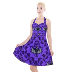 Friggin Bats Pattern Halter Party Swing Dress  by NerdySparkleGoth