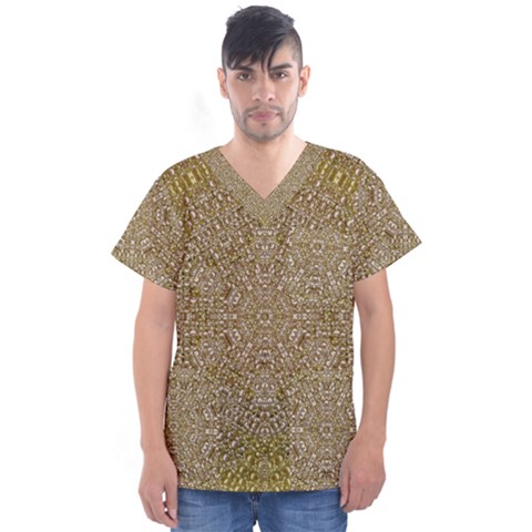 Pearls With A Beautiful Luster And A Star Of Pearls Men s V-neck Scrub Top by pepitasart