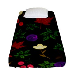 Golden Autumn, Red-yellow Leaves And Flowers  Fitted Sheet (single Size) by Daria3107