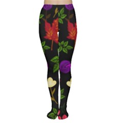 Golden Autumn, Red-yellow Leaves And Flowers  Tights by Daria3107