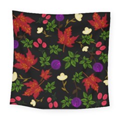 Golden Autumn, Red-yellow Leaves And Flowers  Square Tapestry (large) by Daria3107