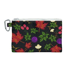 Golden Autumn, Red-yellow Leaves And Flowers  Canvas Cosmetic Bag (medium) by Daria3107