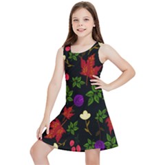 Golden Autumn, Red-yellow Leaves And Flowers  Kids  Lightweight Sleeveless Dress by Daria3107