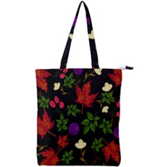 Golden Autumn, Red-yellow Leaves And Flowers  Double Zip Up Tote Bag by Daria3107