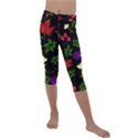 Golden autumn, red-yellow leaves and flowers  Kids  Lightweight Velour Capri Leggings  View1